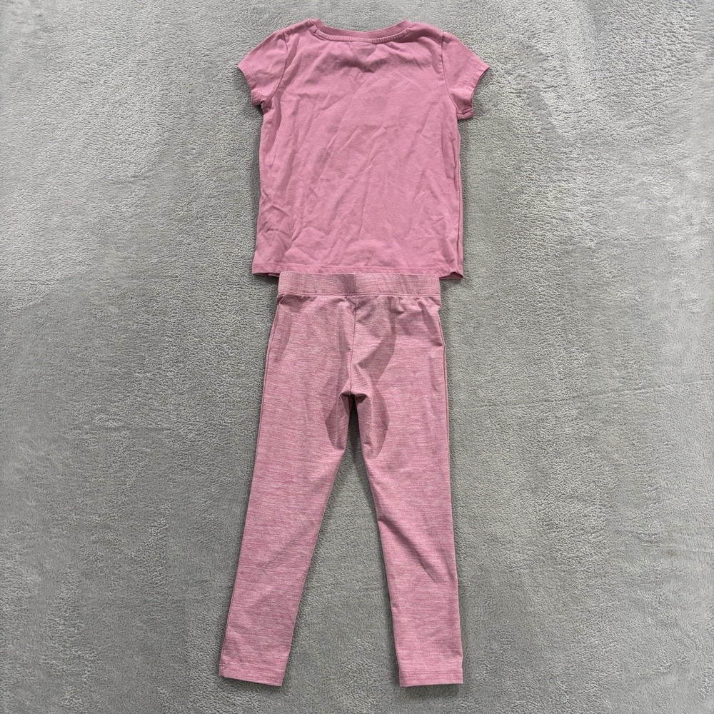PUMA Girls 2-Piece Outfit Set Sz 5 Pink Logo Short Sleeve w Matching Pants - Picture 4 of 7